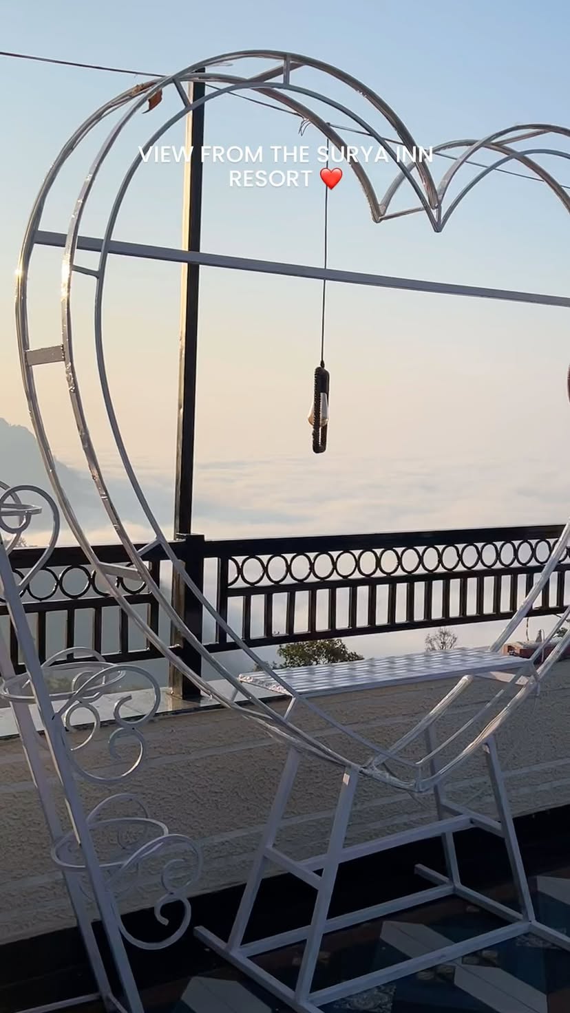Romantic heart bench view